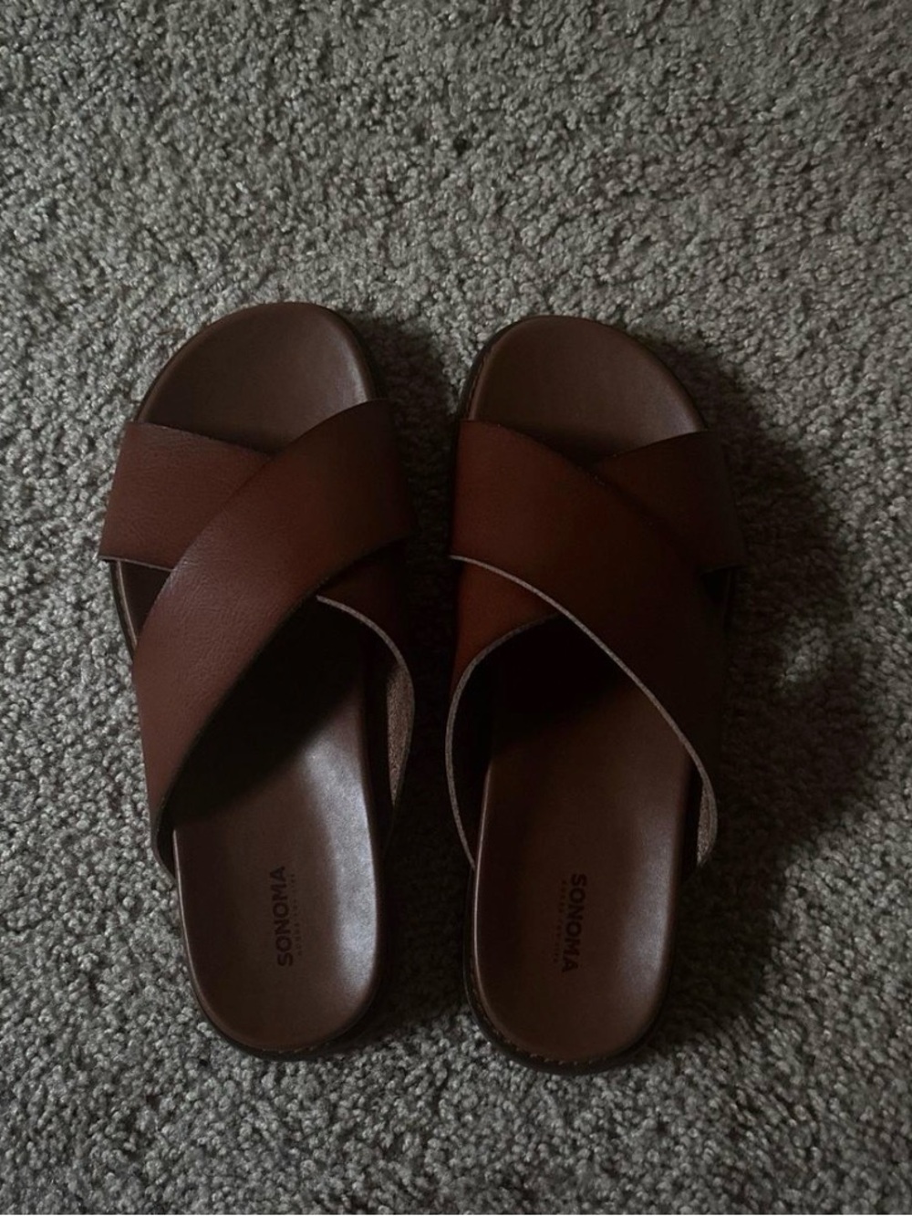 women’s brown cross sandals